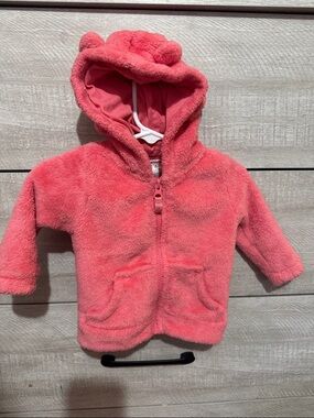 Carter's Coral Hooded Plush Zip-Up Jacket